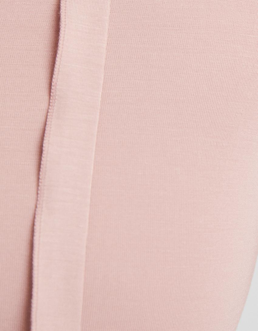 تيشرت وشاح غير متماثل بأكمام طويلة-زهري-5