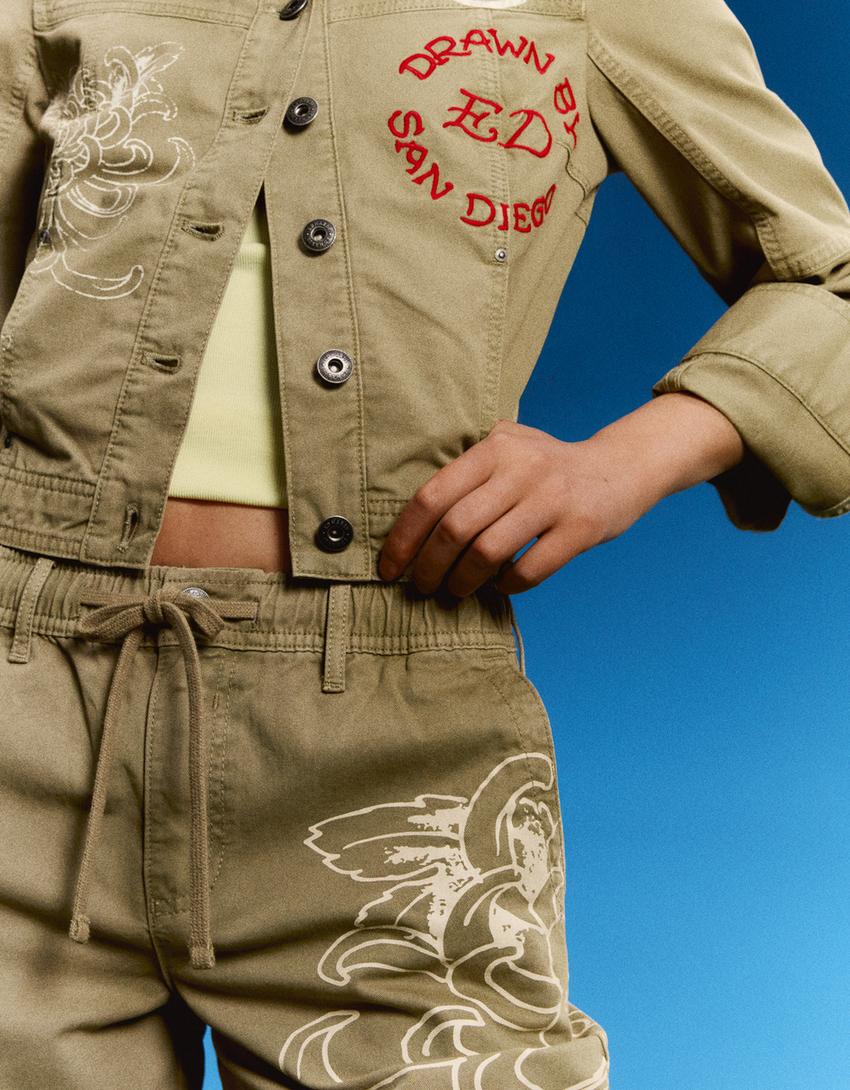 Bermuda longue ED HARDY x BERSHKA-Sable