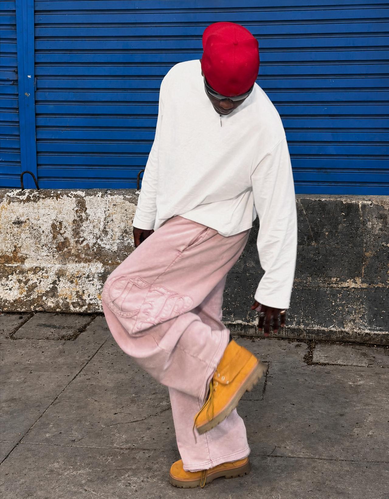 Super baggy washed trousers — Pink