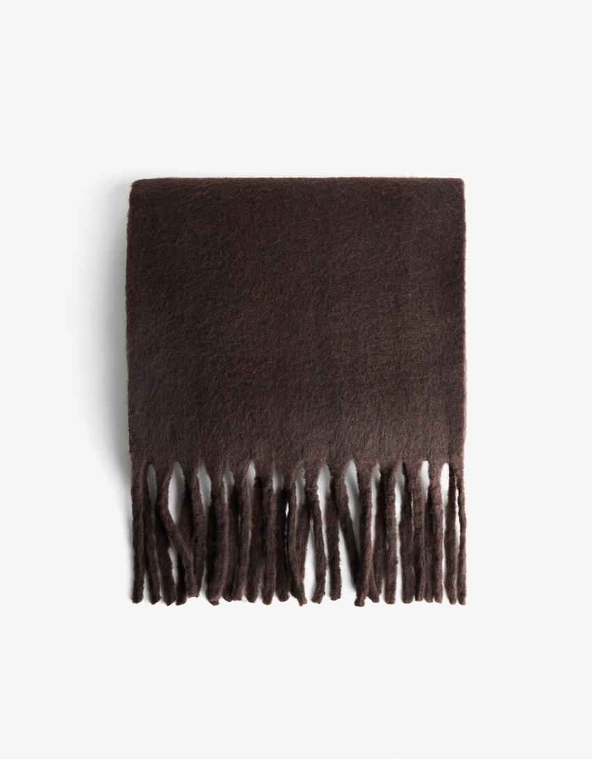 Solid-coloured scarf-Brown
