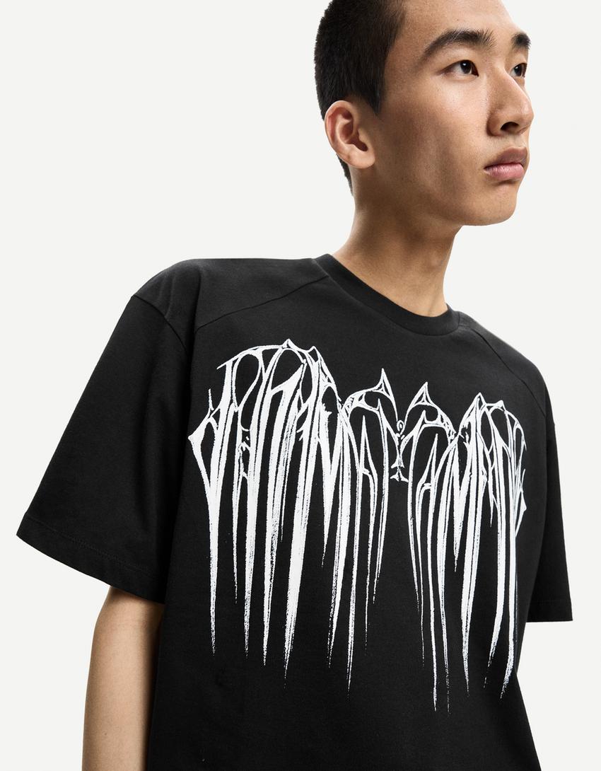 Camiseta manga corta print-Negro-2