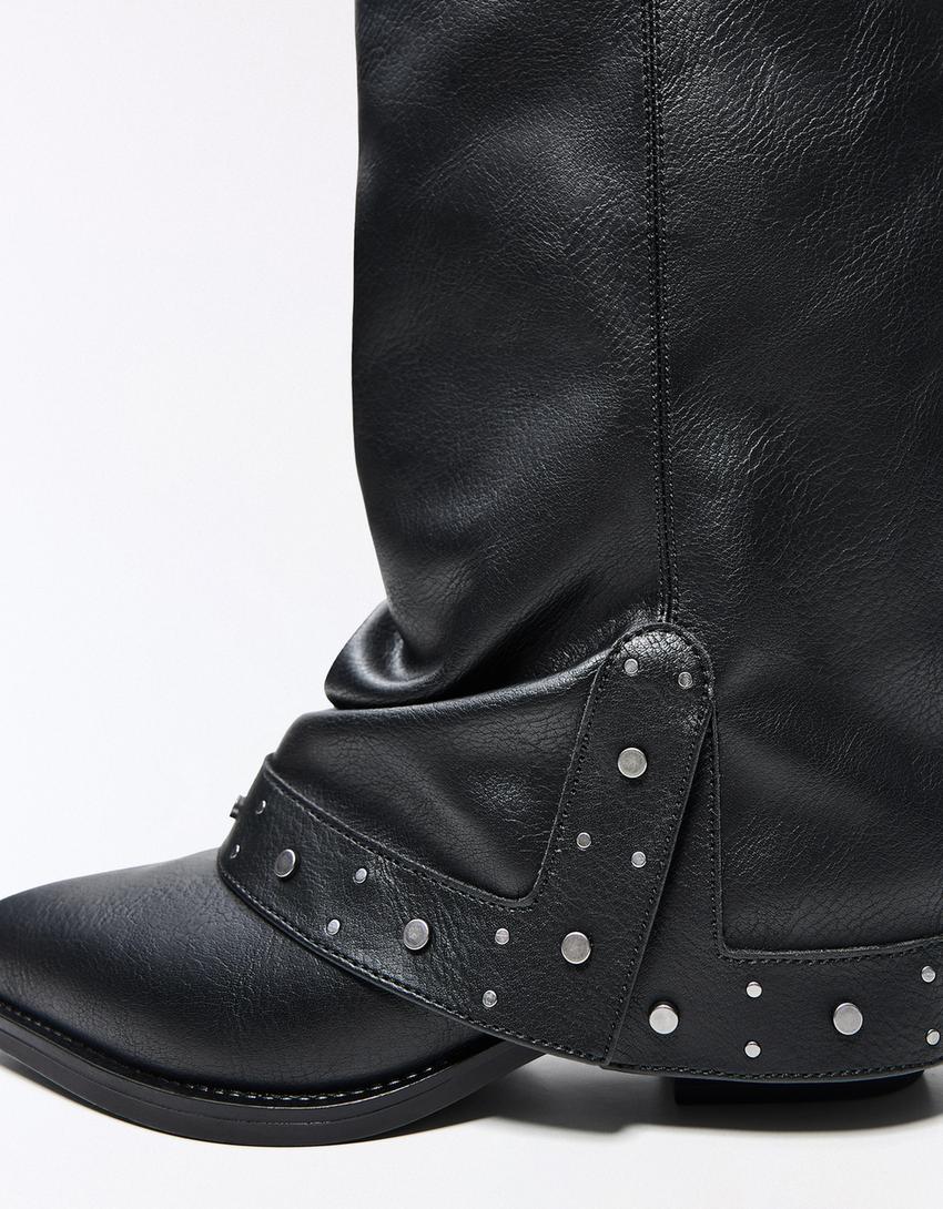 Cowboy trouser boots-BLACK