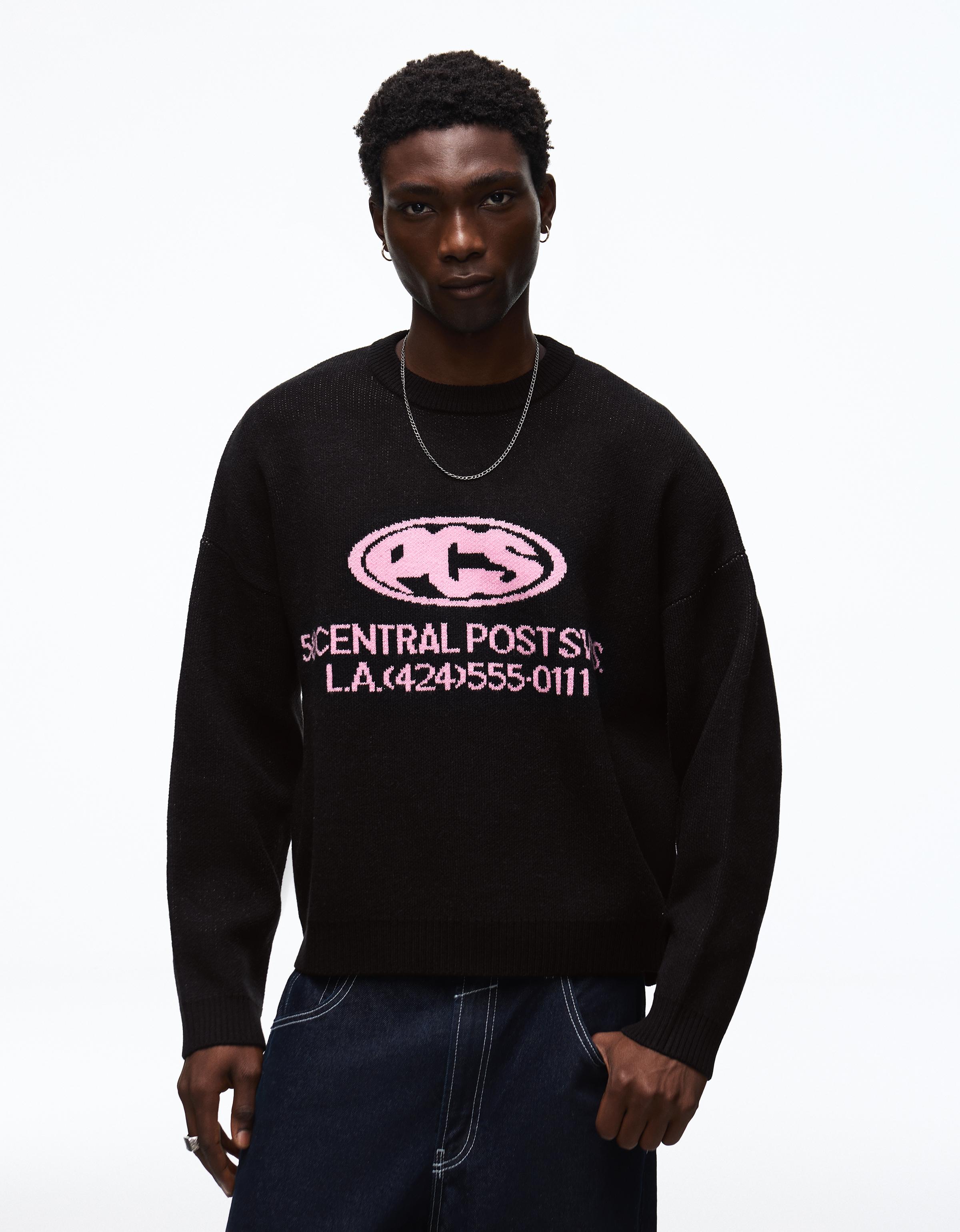 Bershka Jersey Punto Jacquard Print Hombre Negro