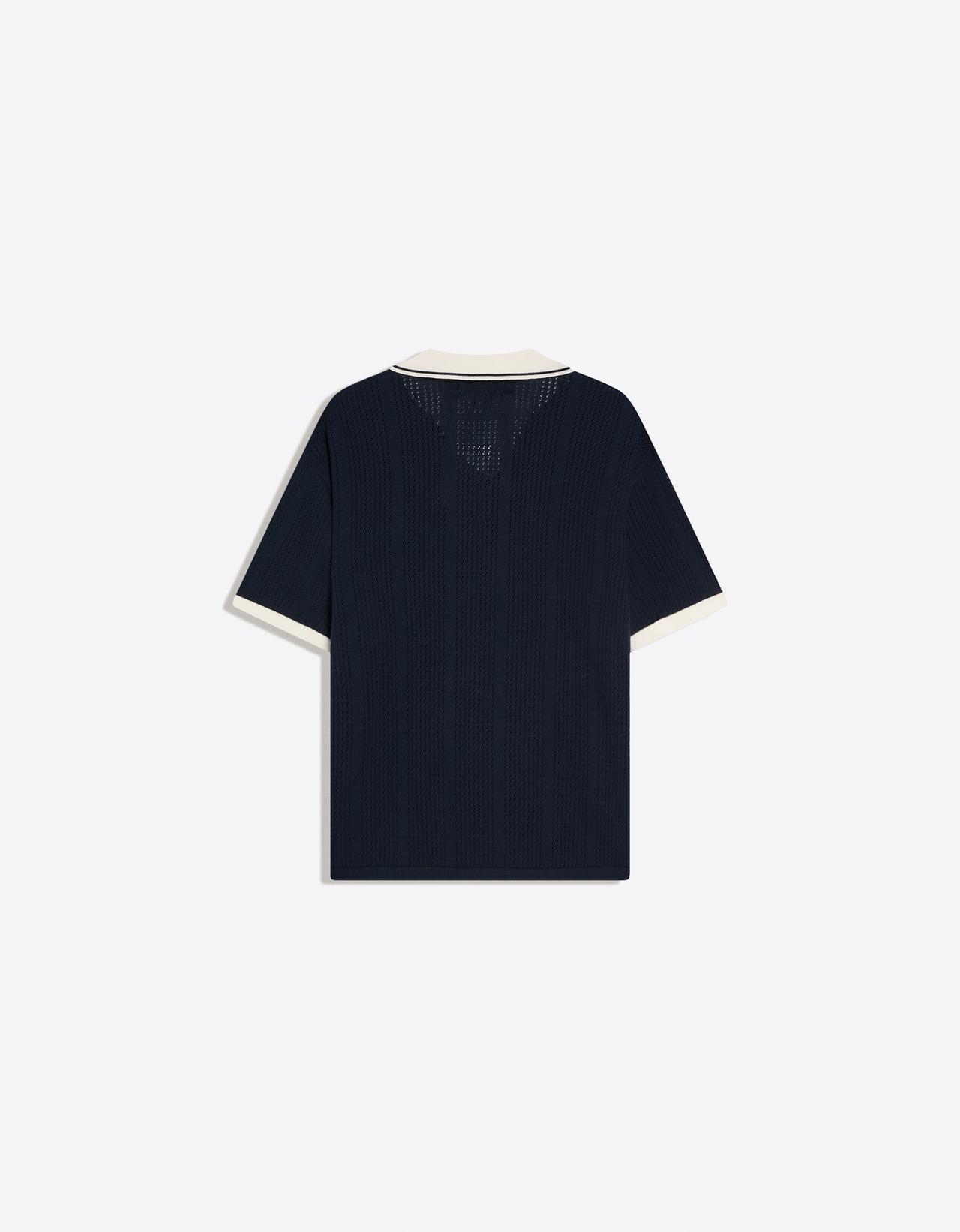 Short sleeve print polo shirt — Navy