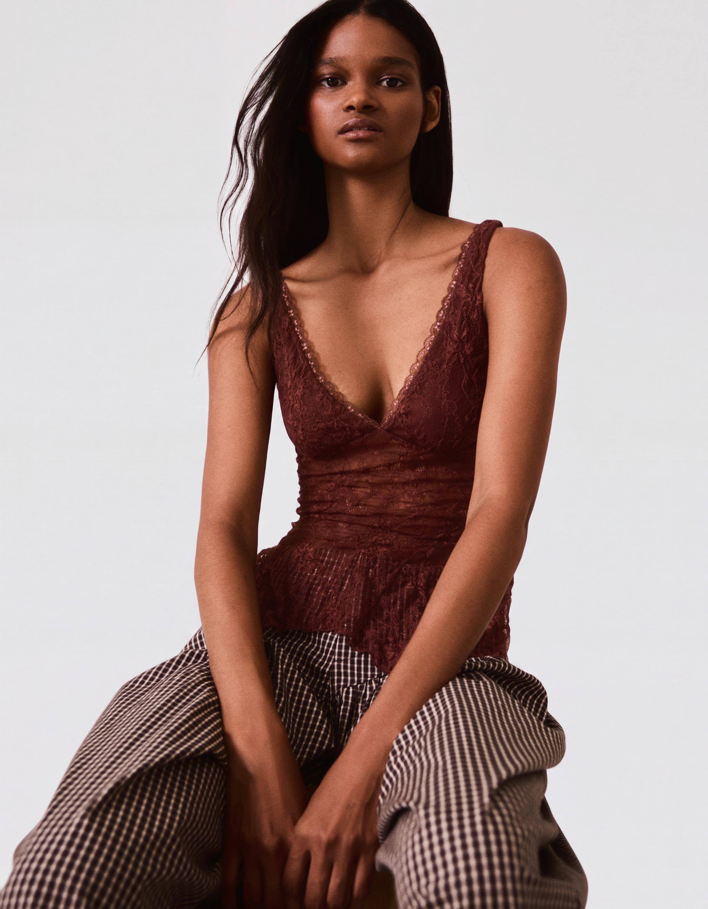 Lace camisole — Brown