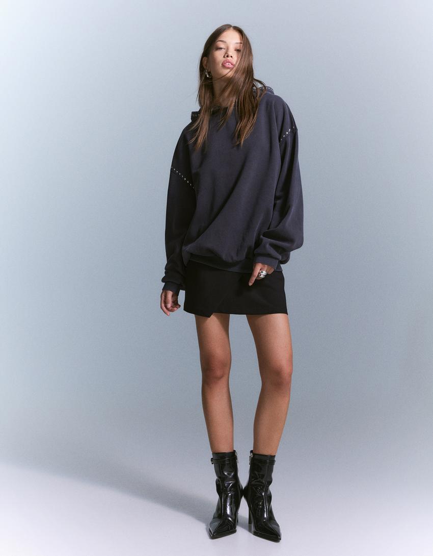 Sweatshirt com capuz-Cinzento-escuro
