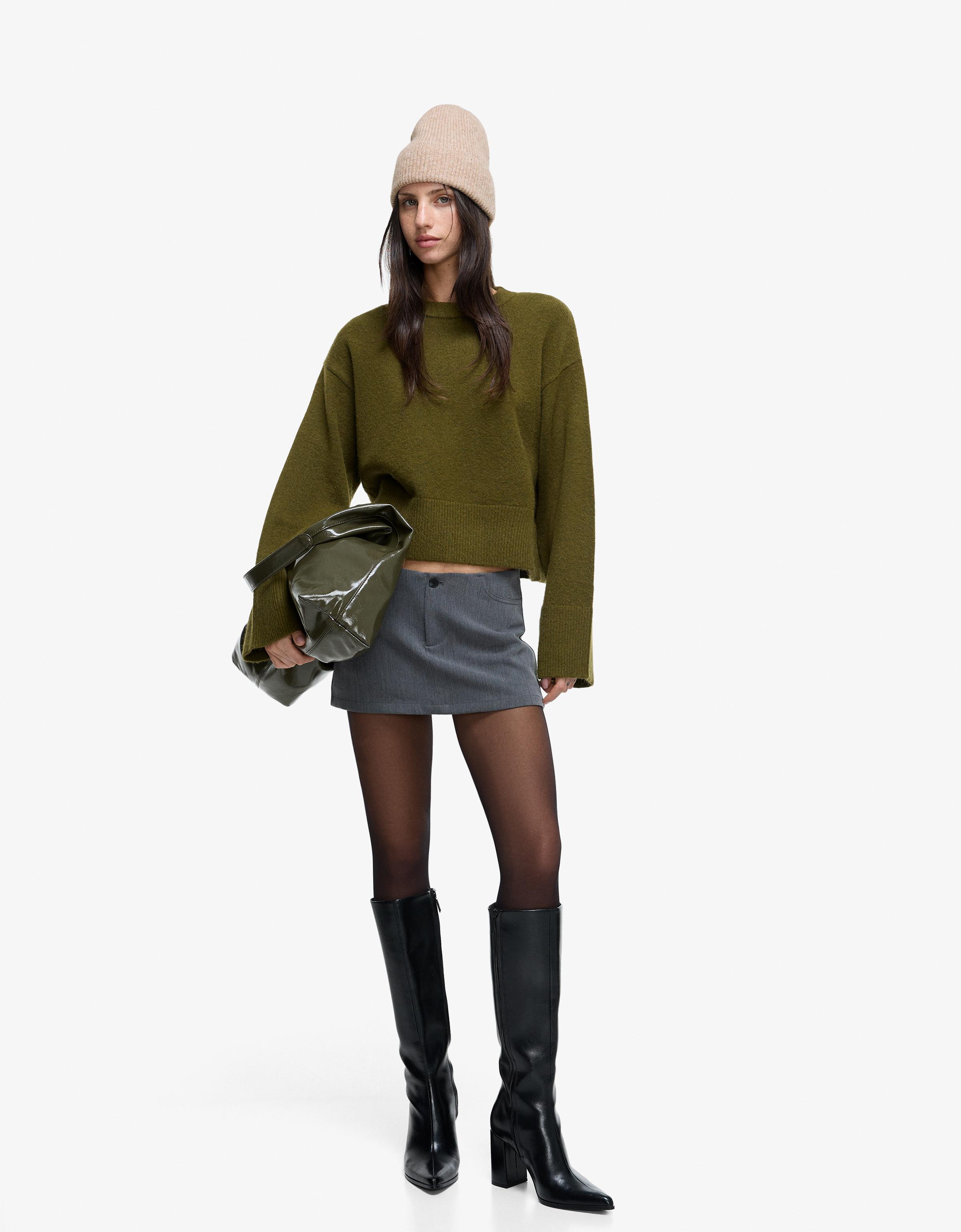 Turn-up knit beanie — Sand