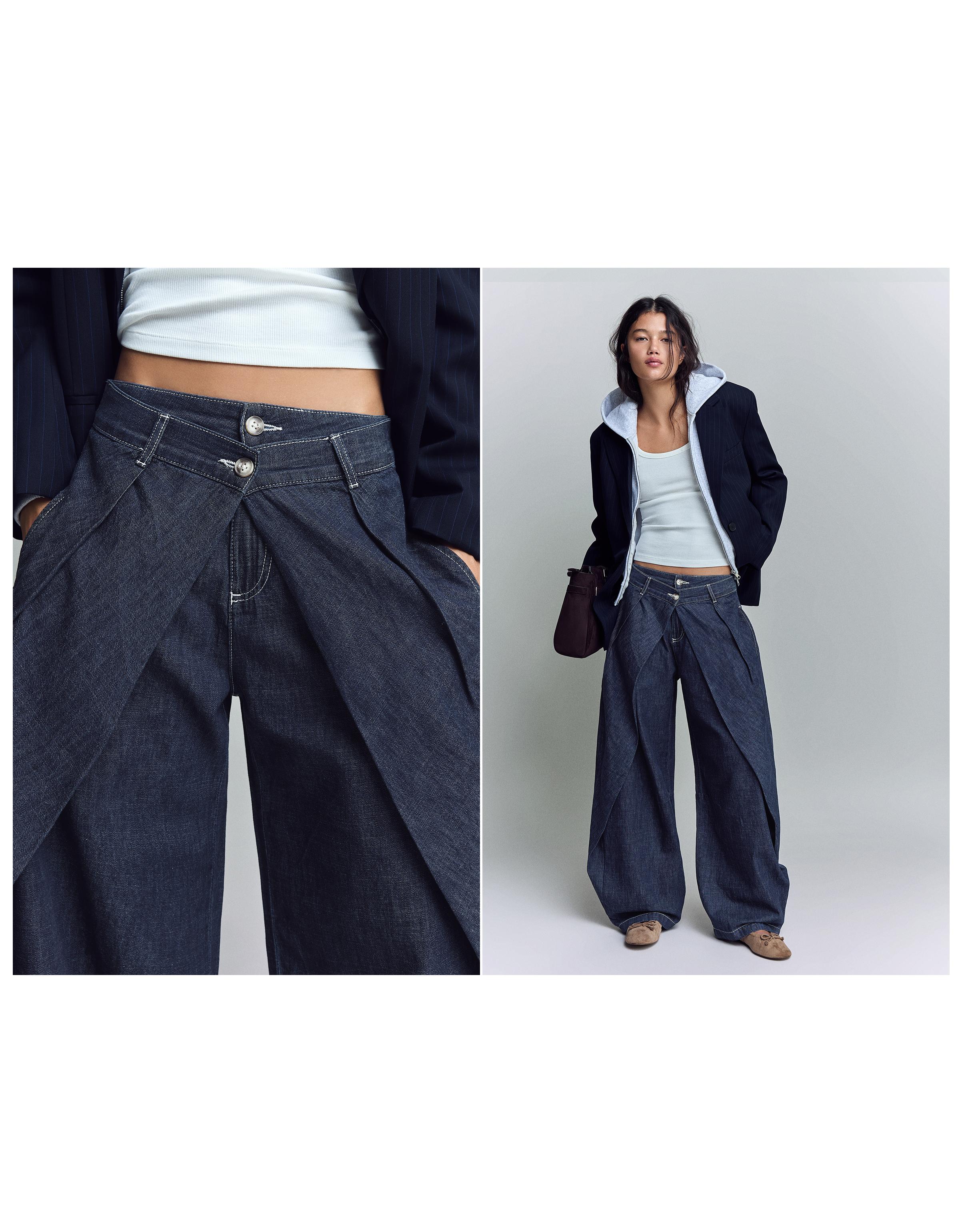 Düşük bel pilili balon jean - Görsel 18