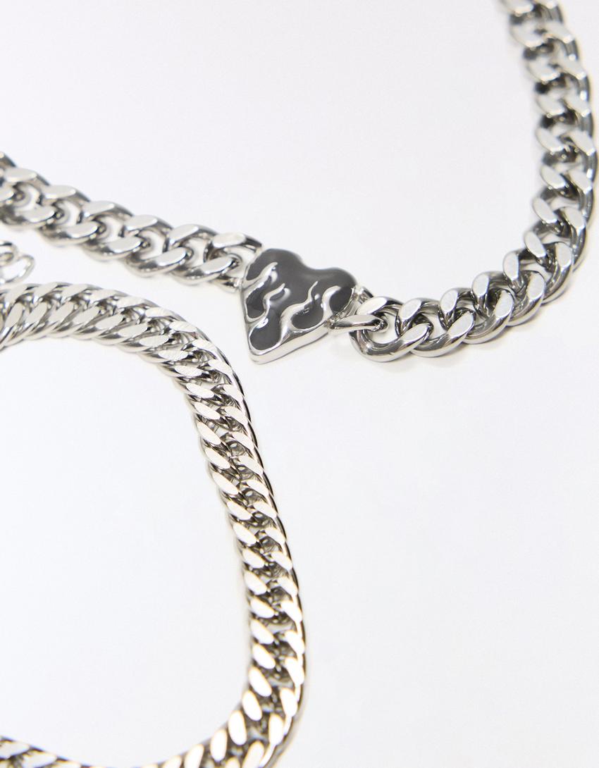 Lot 2 bracelets en acier-Argent