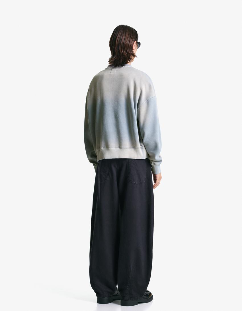 Sweatshirt oversize efeito lavado-Azul claro-1