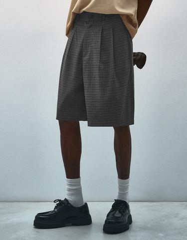 Megabaggy check Bermuda shorts — Grey 3