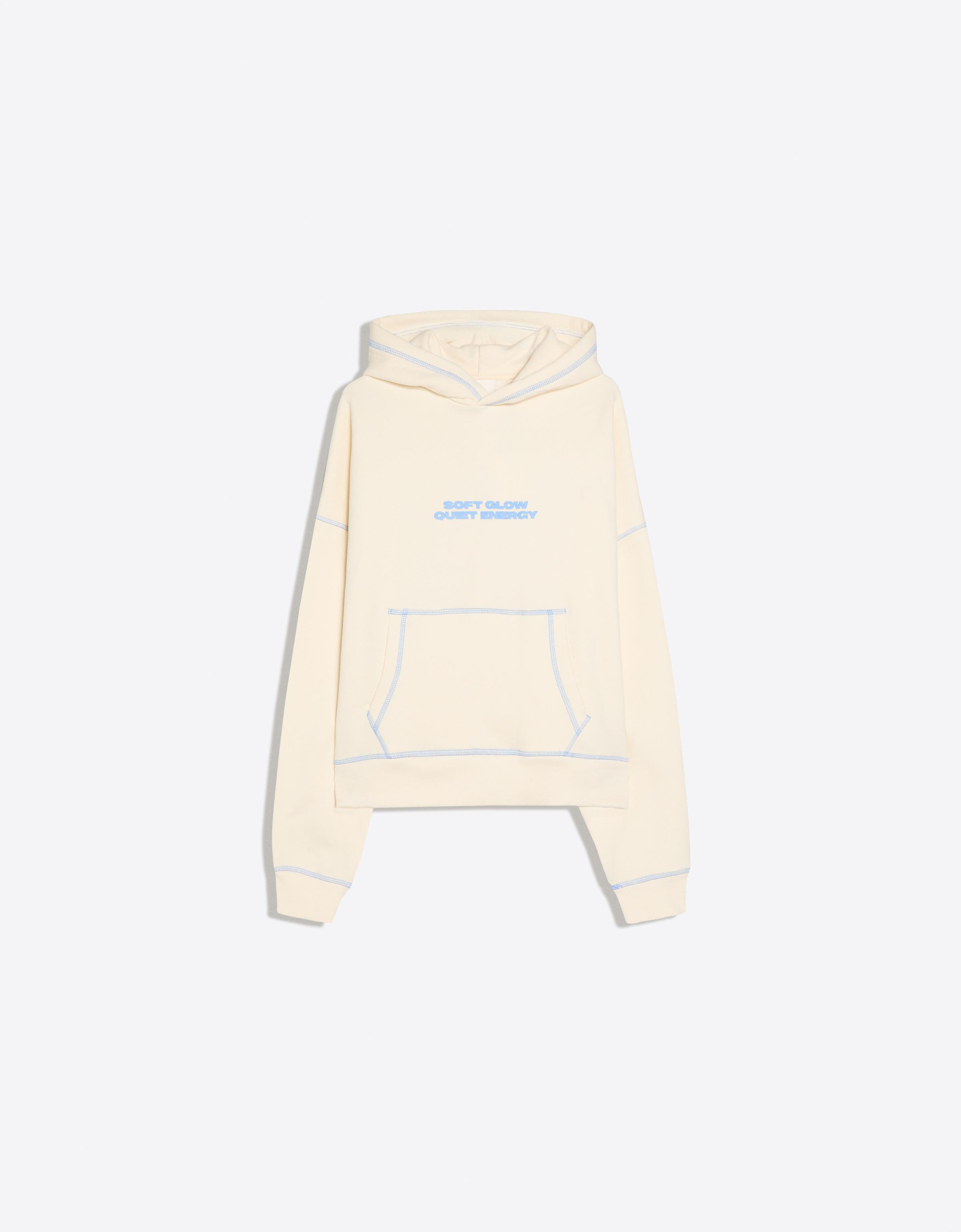 Hooded print sweatshirt — Cream