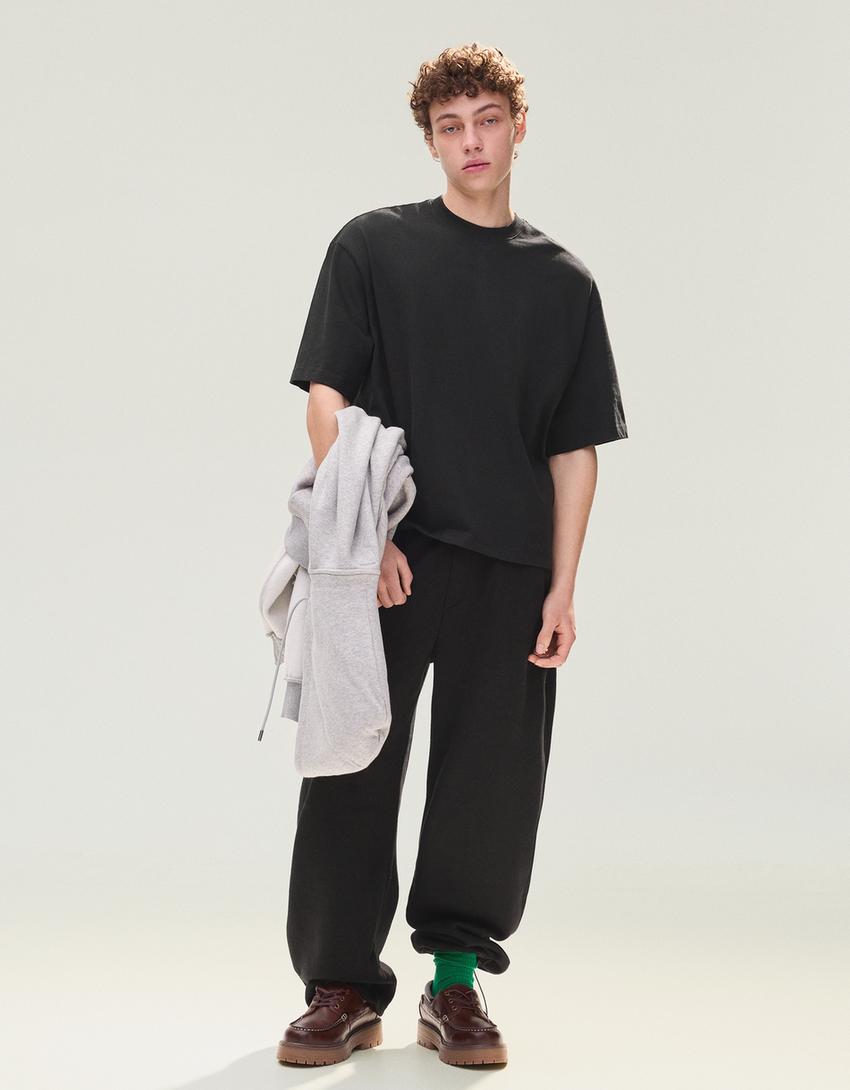 Boxy short sleeve T-shirt-Black