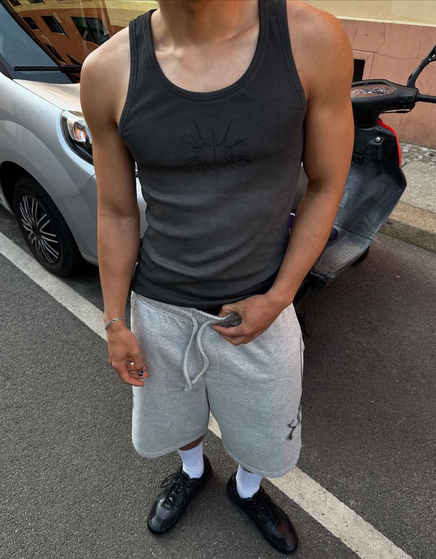 Bermudy z nadrukiem-Szary