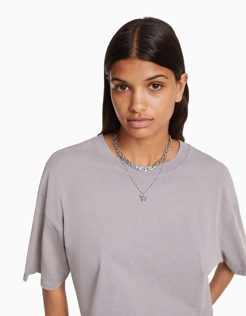 3-pack of chain rhinestone butterfly necklaces-Silver