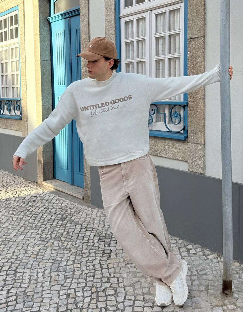 Printed jacquard sweater-Off white