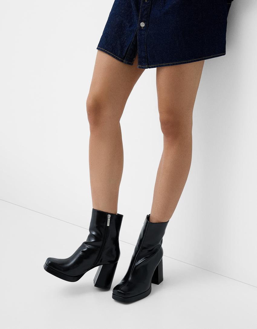High-heel platform ankle boots - Women | Bershka