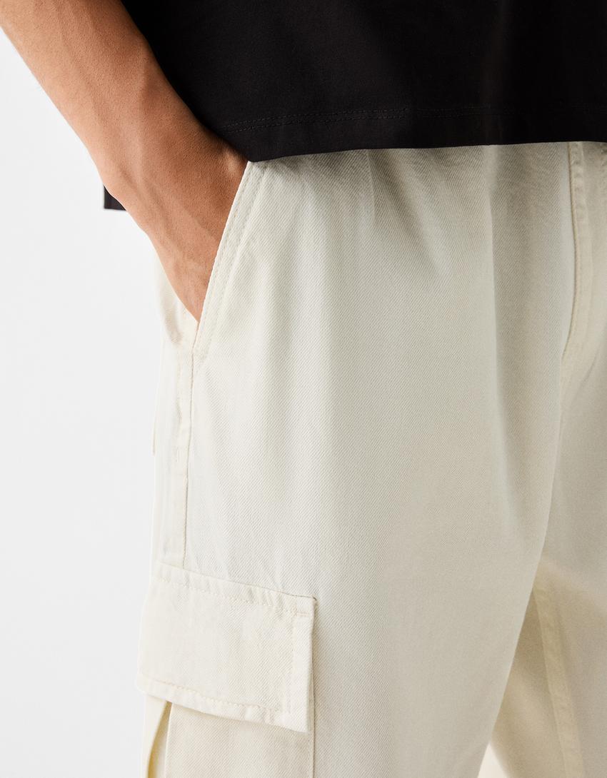 Cargo jogger jeans-Cream-5