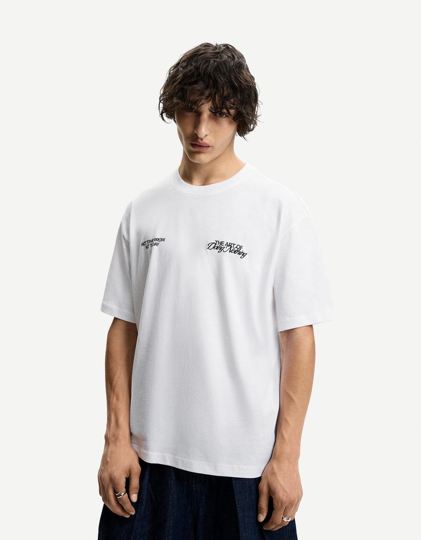 Short sleeve T-shirt with print-White-0