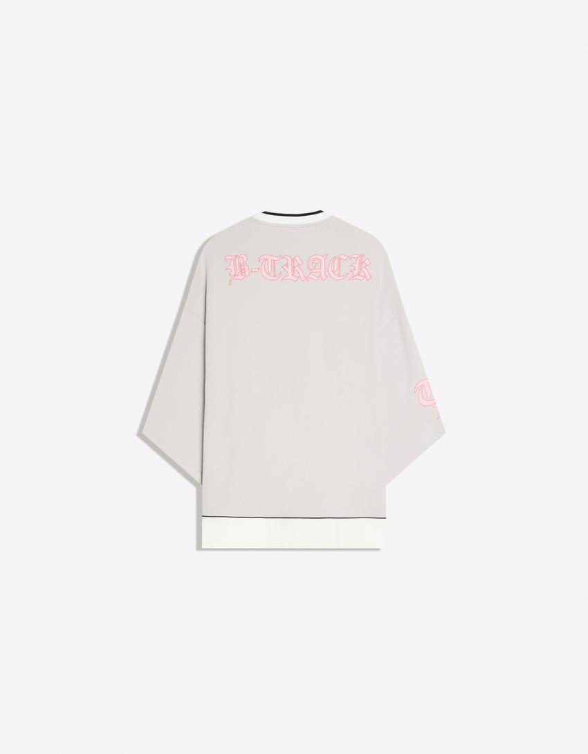 T-shirt à manches courtes imprimé sport-Gris