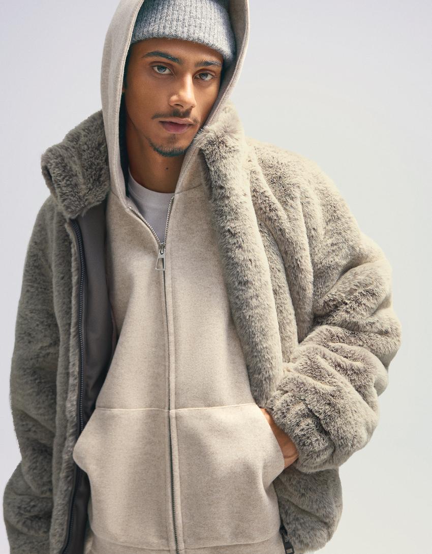 Faux fur jacket-Grey
