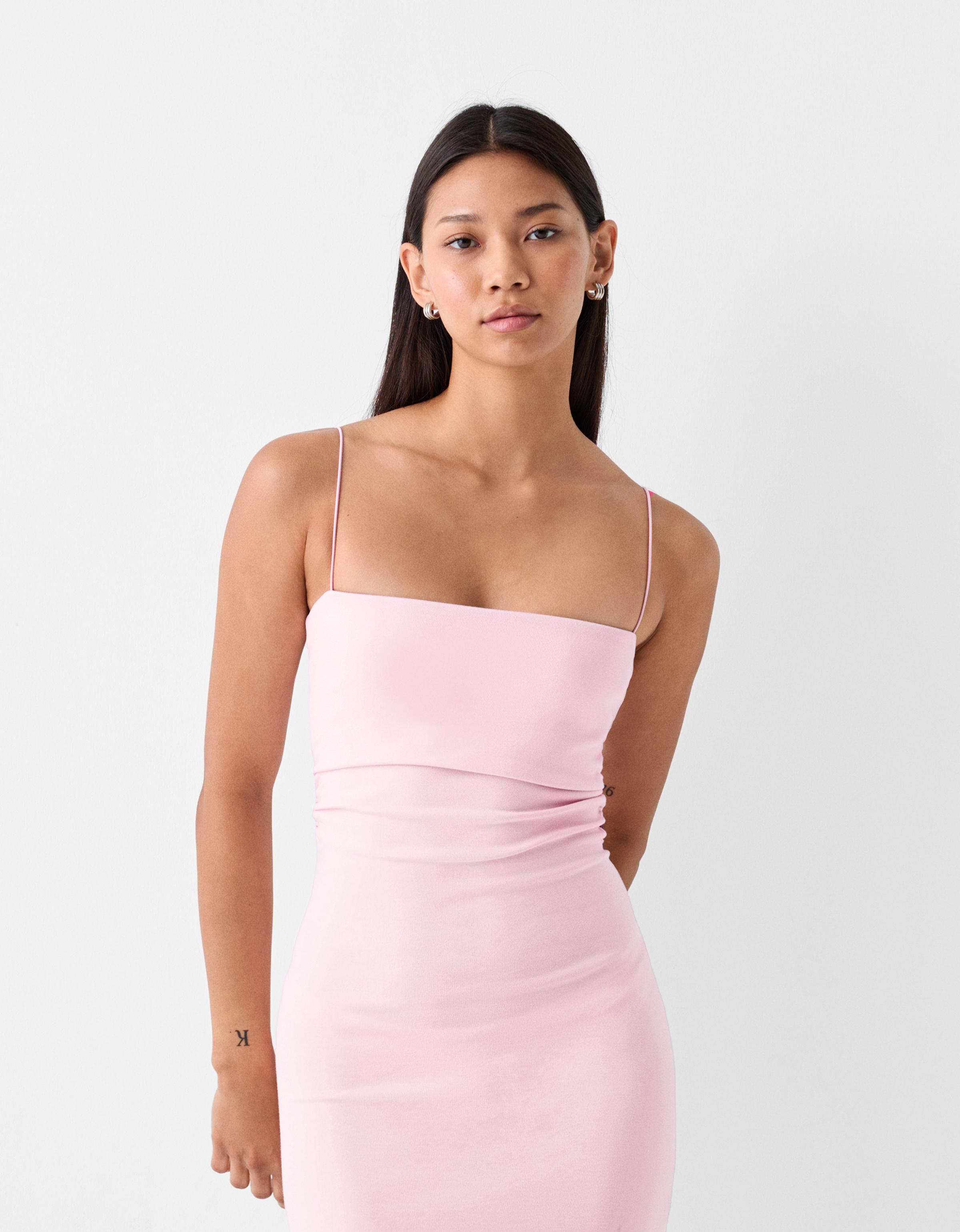 Robe rose bershka sale