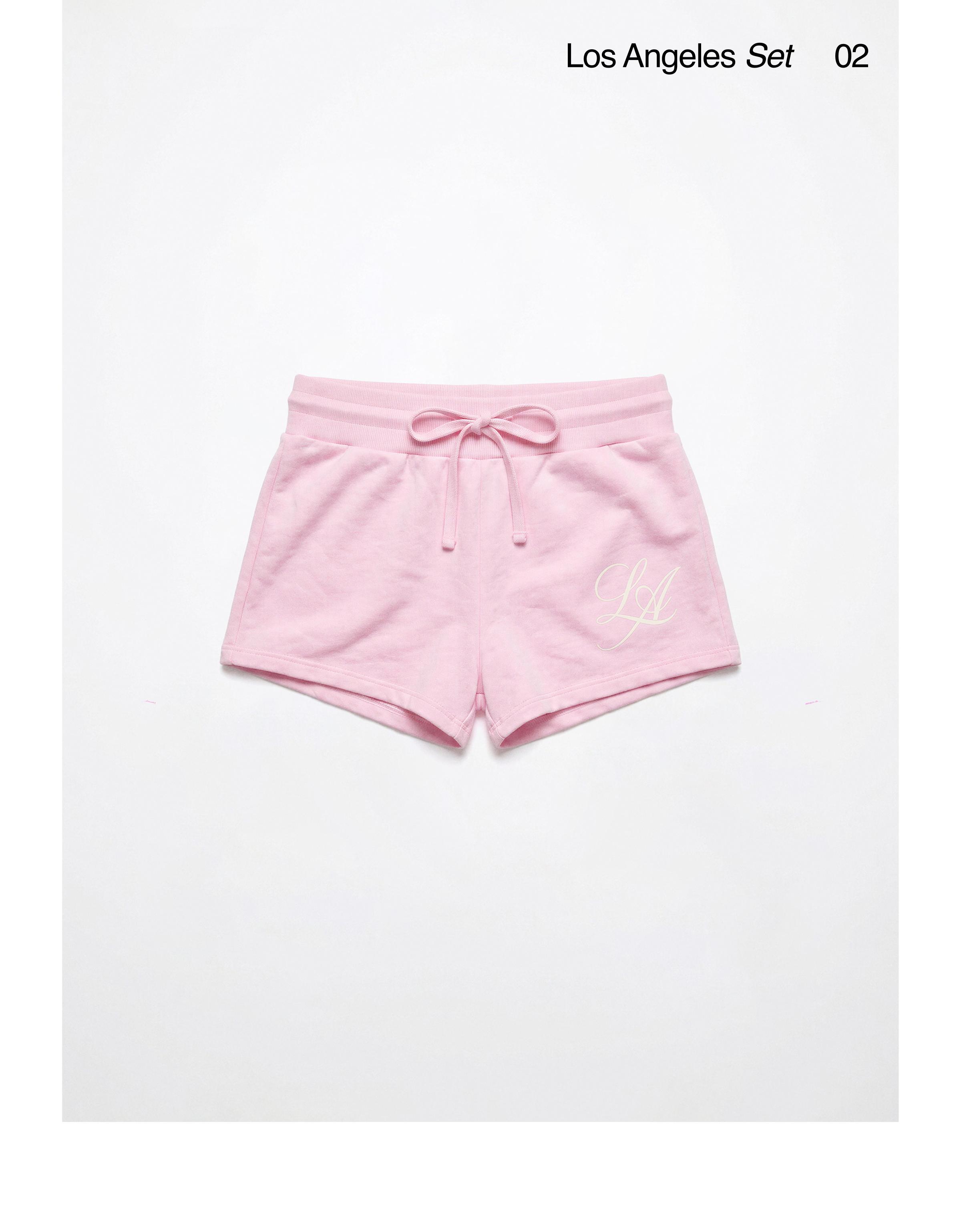 Turn-up waistband plush shorts — Pink