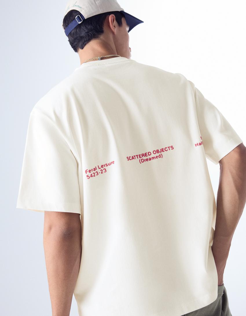 Camiseta manga curta estampada-Off-white