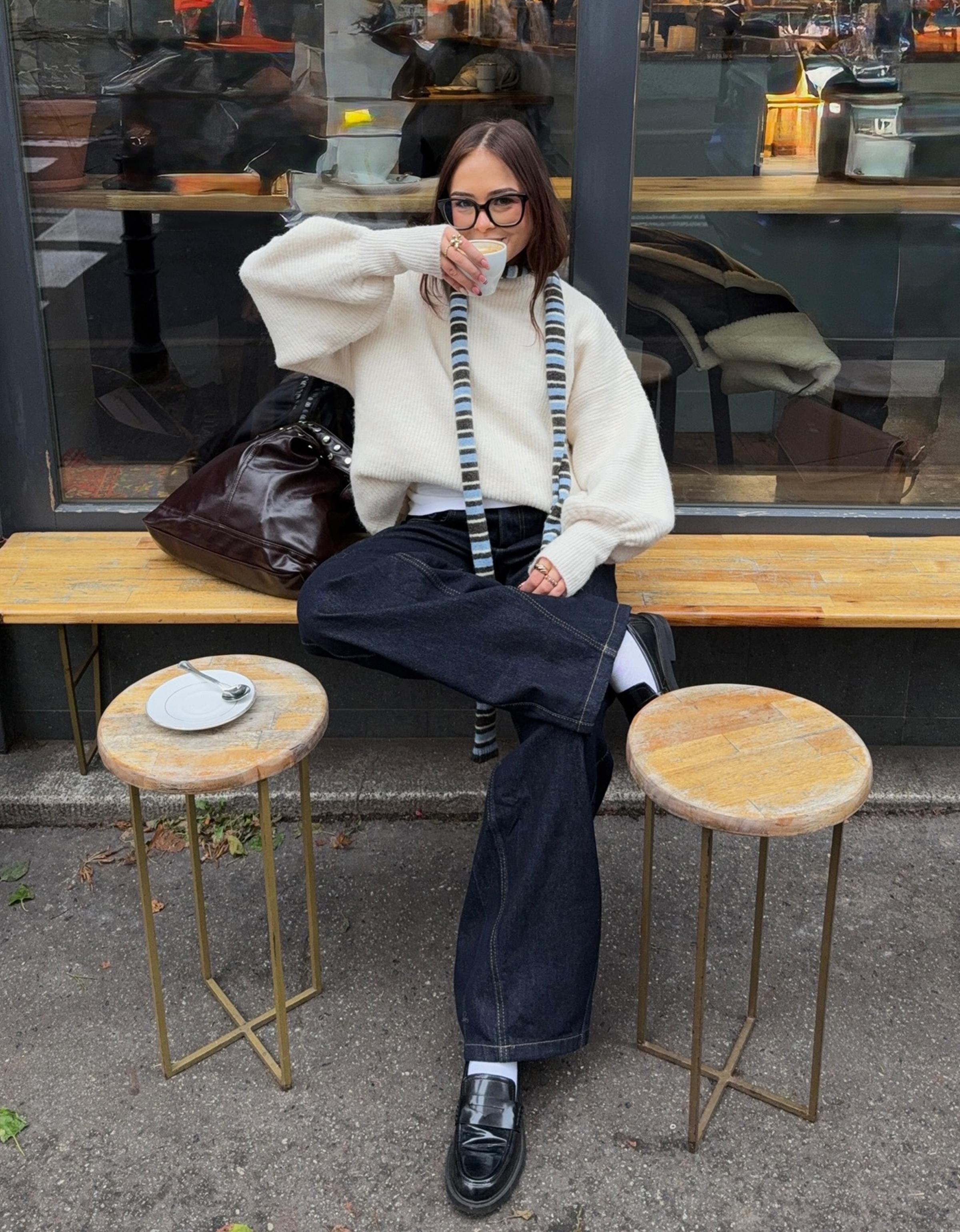 Bershka Jersey Mit Volumenärmeln Damen M Rohweiß