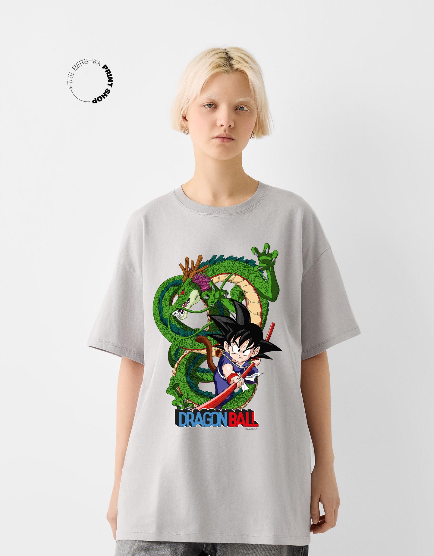 Bershka Maglietta Dragon Ball A Maniche Corte Oversize Donna L Grigio