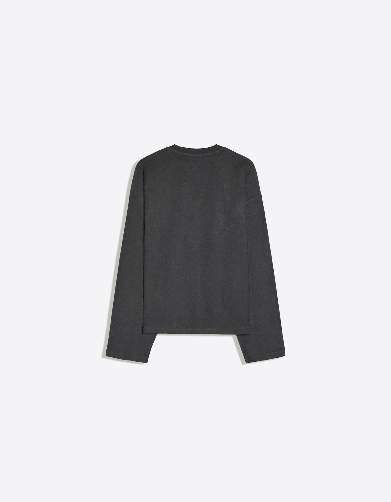 Printed plush round neck sweatshirt — Navy