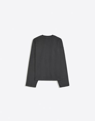 Printed plush round neck sweatshirt — Navy 6