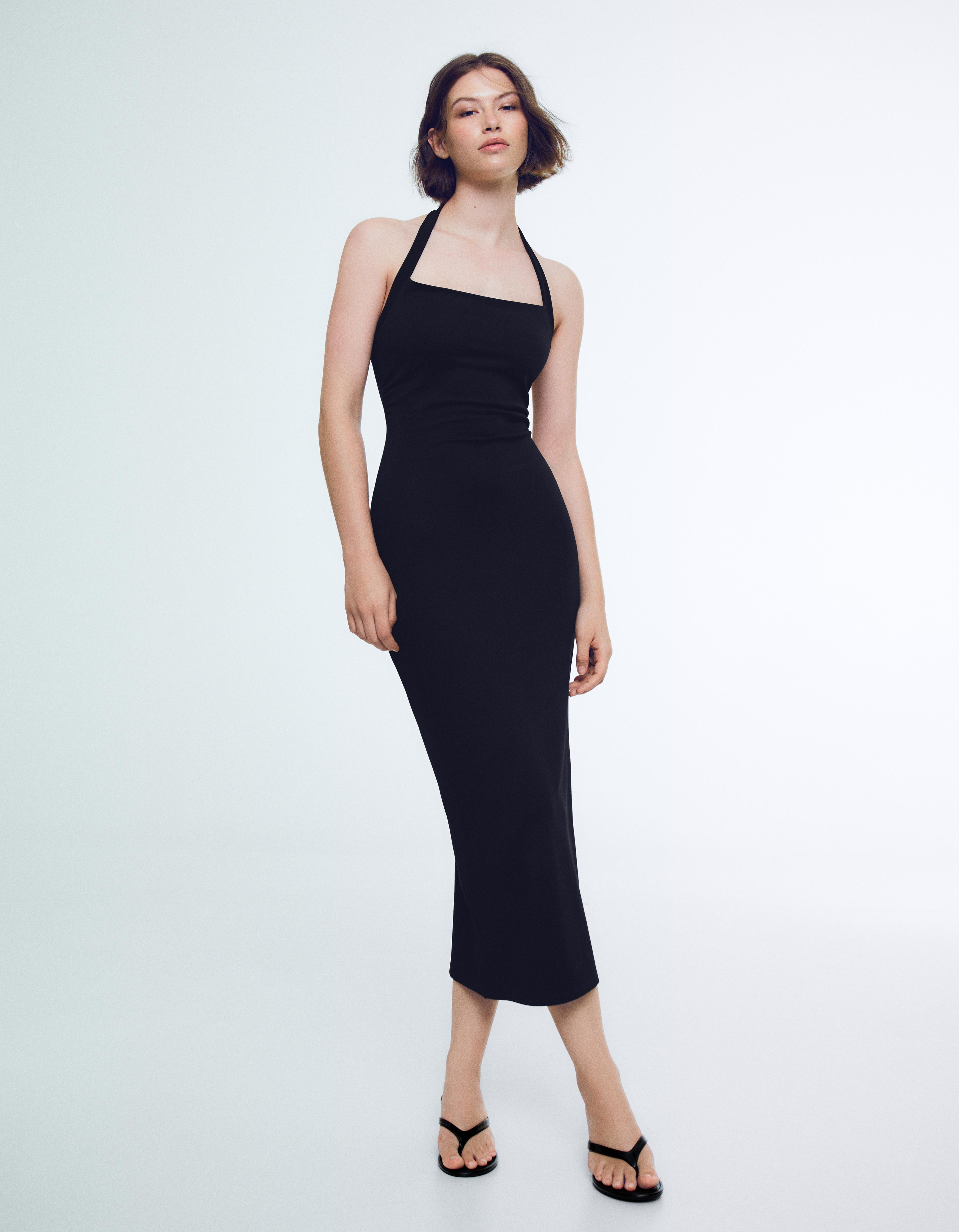 Halterneck midi dress — Black