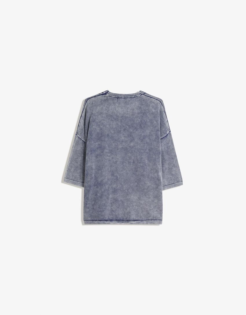 Camiseta manga corta print-Azul
