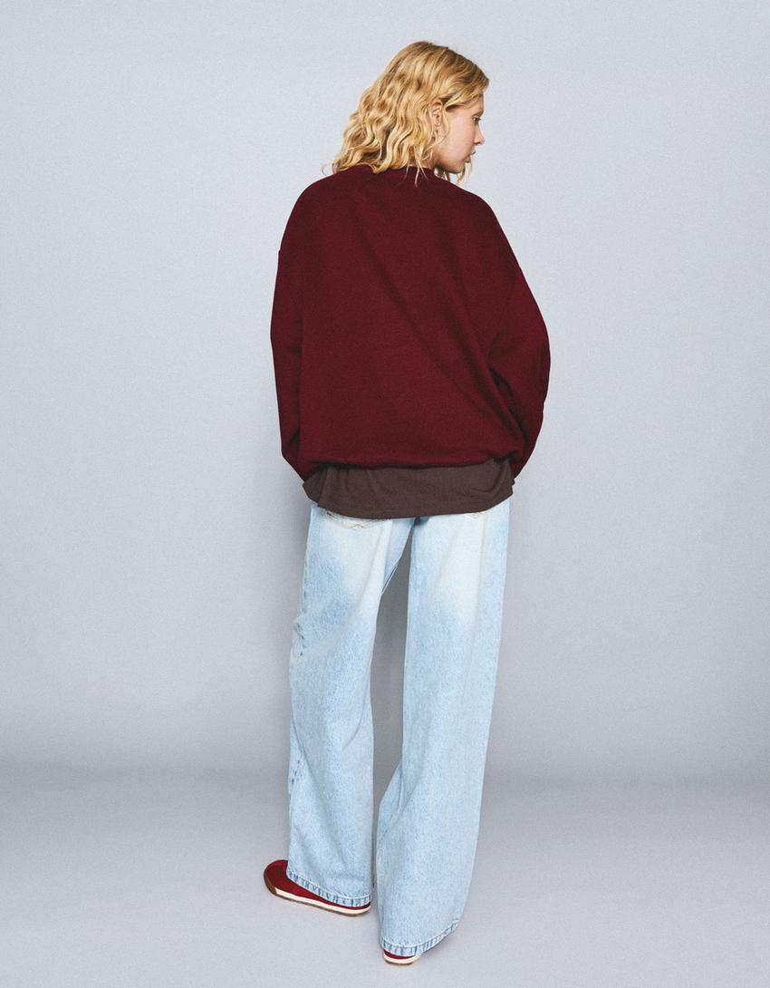 Oversize-Sweatshirt mit Taschen-Bordeaux-1