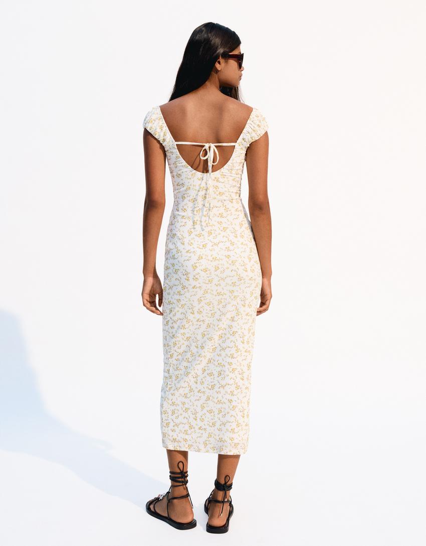 Robe midi-Jaune-1
