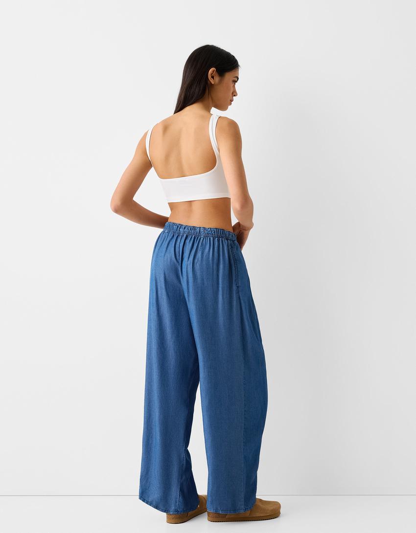 Lyocell culotte jeans-Blue-2