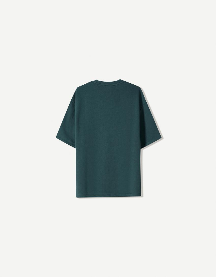 Printed short sleeve plush T-shirt-Green