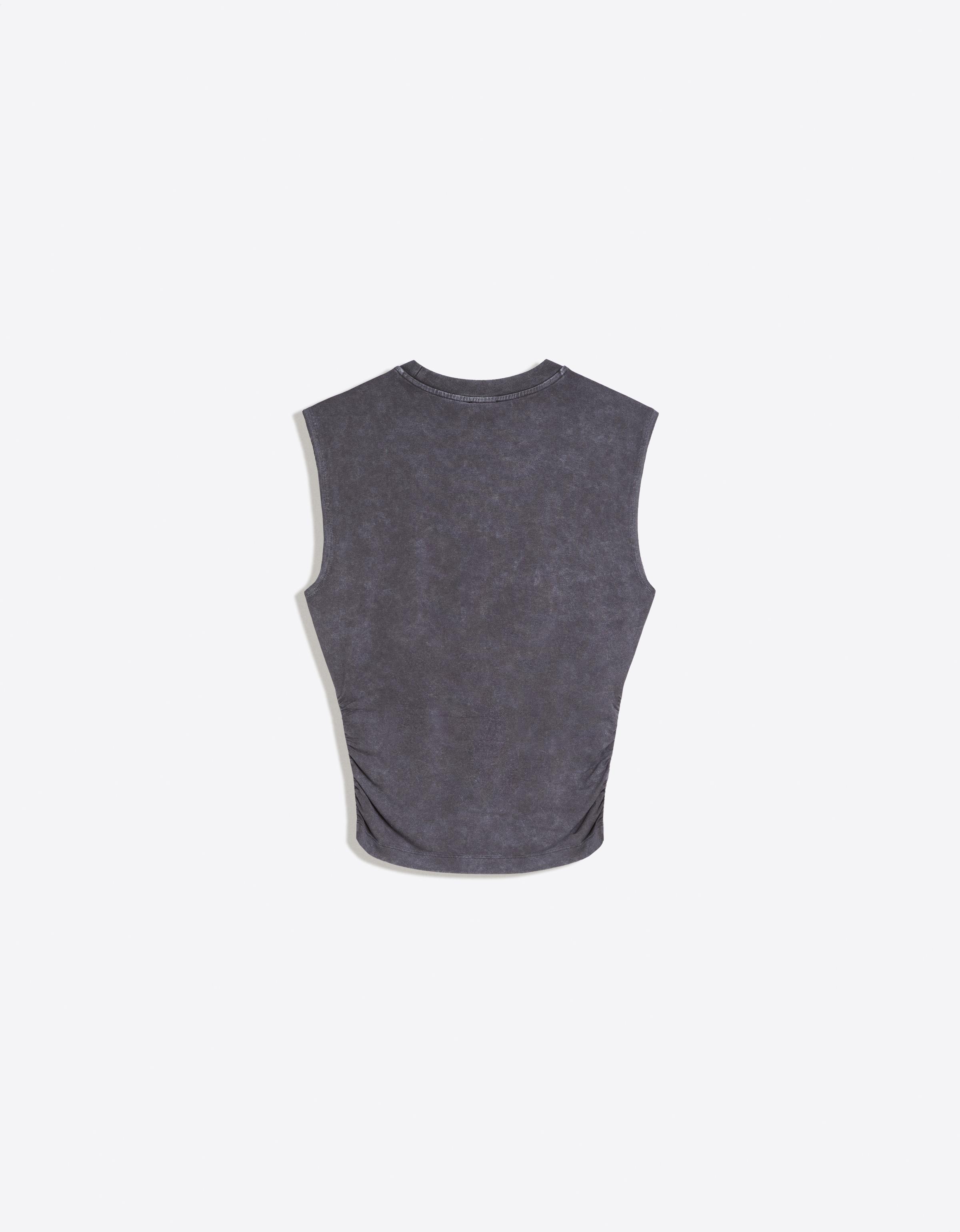Sleeveless print T-shirt — Grey