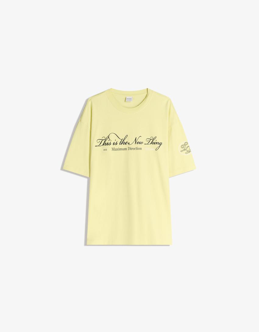 T-shirt manches courtes imprimé-Jaune