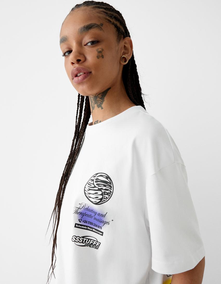 T-shirt BERSSSHKA X SSSTUFFF imprimé-Blanc-5
