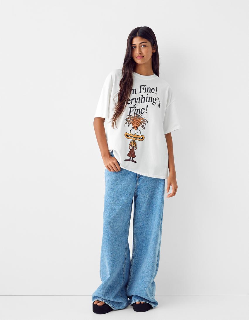 تيشرت بطبعة Inside Out 2 وأكمام قصيرة-أبيض-3