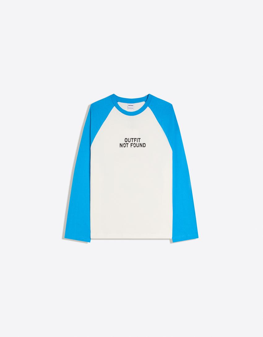 Camiseta manga larga contraste print-Blanco roto