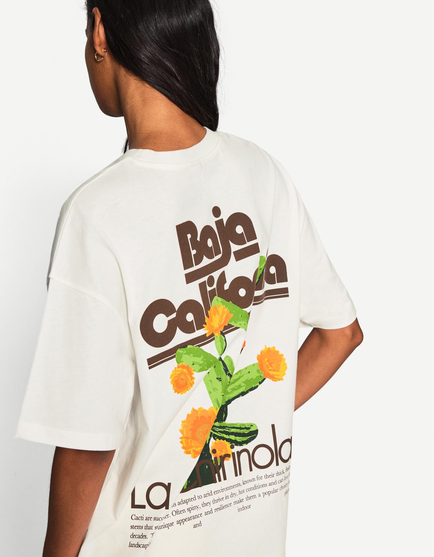 Bershka Camiseta Manga Corta Oversize Print Mujer L Blanco