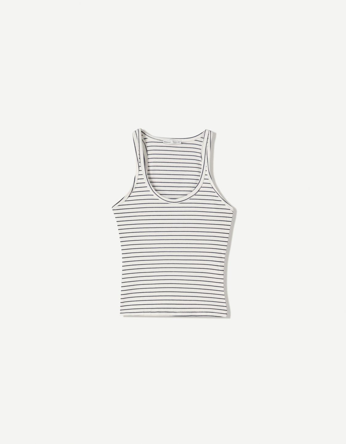 Sleeveless ribbed T-shirt