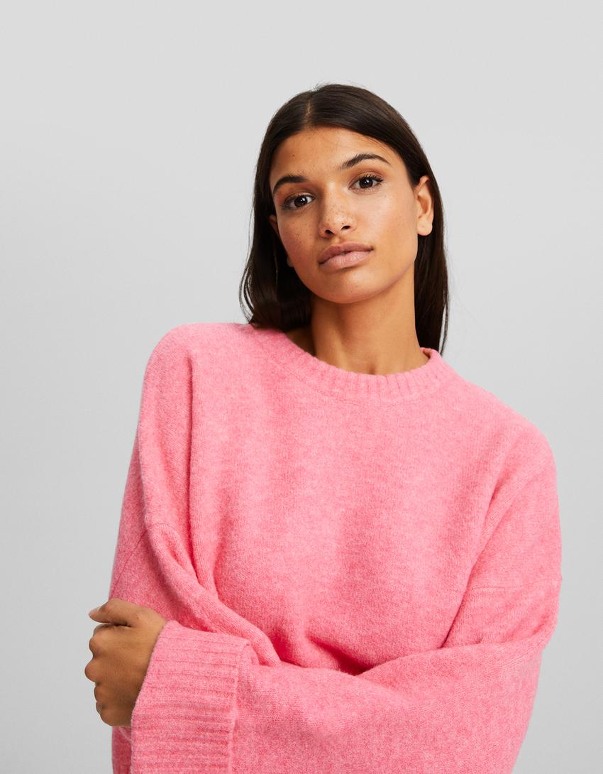 Pull court col rond-Rose-2