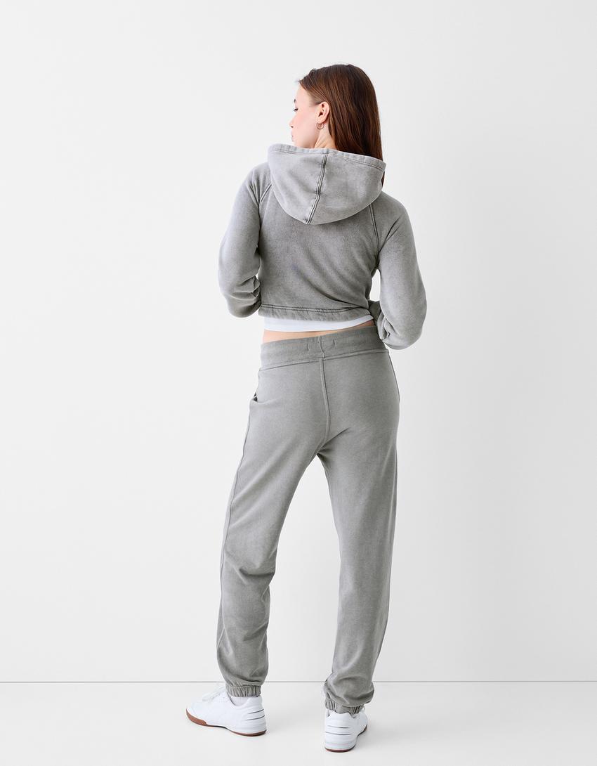 Sweat capuche zippé-Gris-1