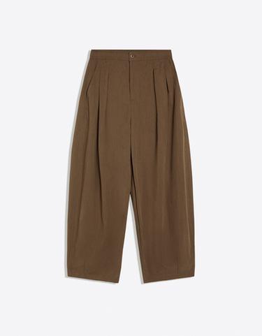 Technical cropped volume trousers — Brown 5