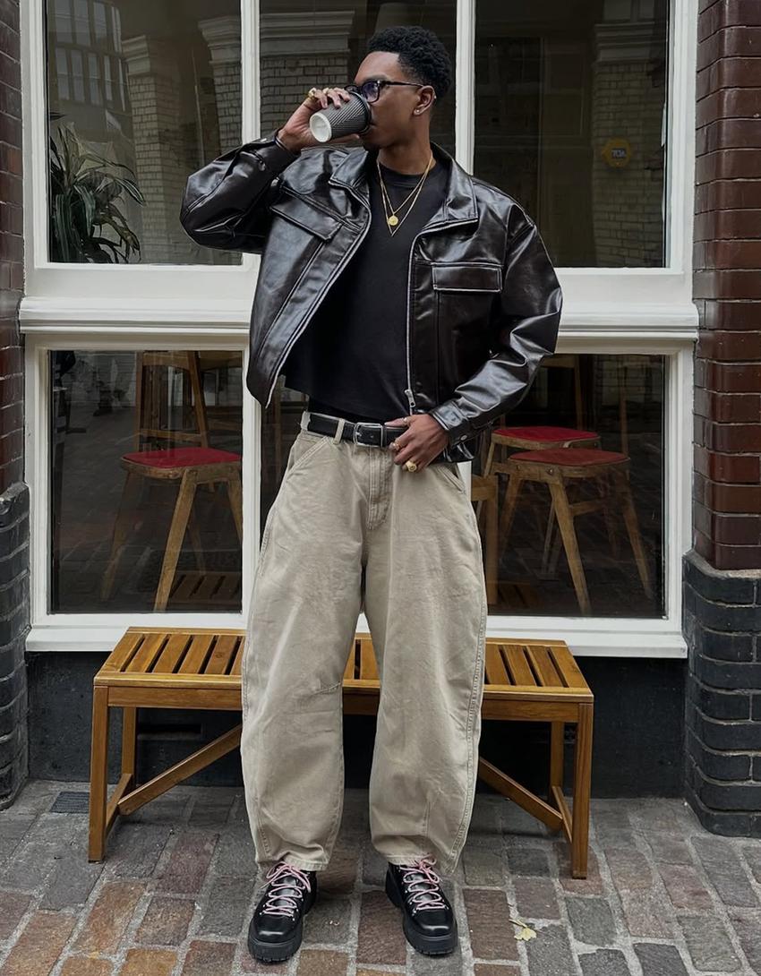 Kunstlederjacke-Braun