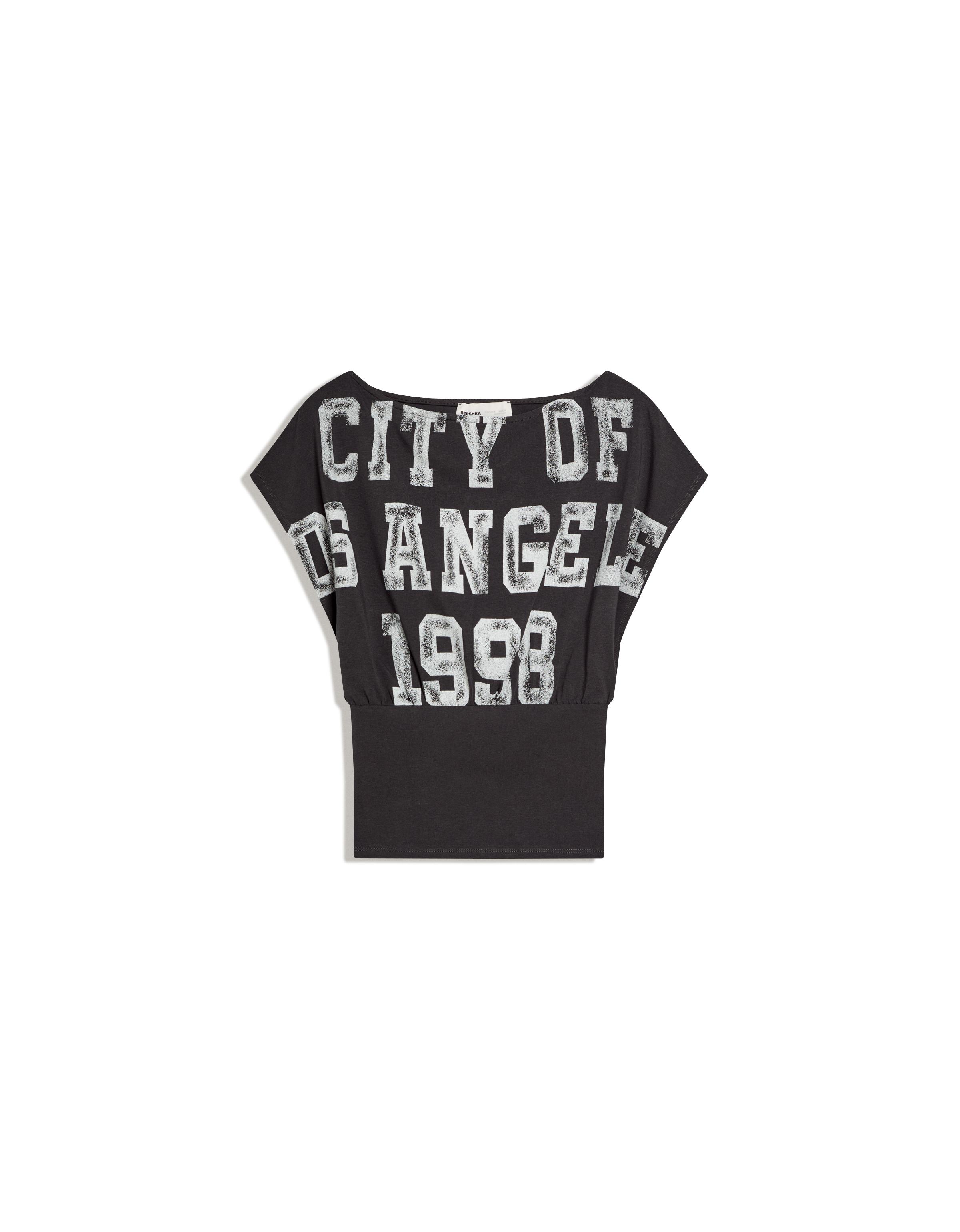 Asymmetric print short sleeve T-shirt